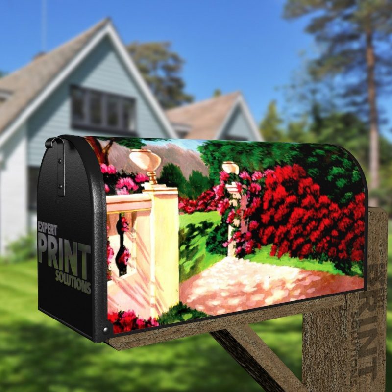 Red Rose Gate Decorative Curbside Farm Mailbox Cover