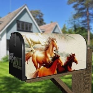 Galloping Horses Decorative Curbside Farm Mailbox Cover