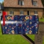 Blue Wood Flower Design Decorative Curbside Farm Mailbox Cover