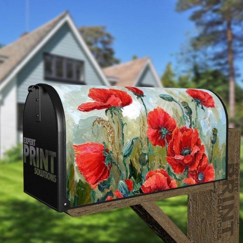 Beautiful Poppies Decorative Curbside Farm Mailbox Cover