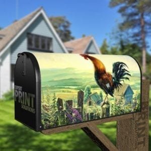 The Rooster and the Sunrise Decorative Curbside Farm Mailbox Cover