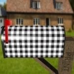 Farmhouse Buffalo Plaid Pattern - Black and White Decorative Curbside Farm Mailbox Cover