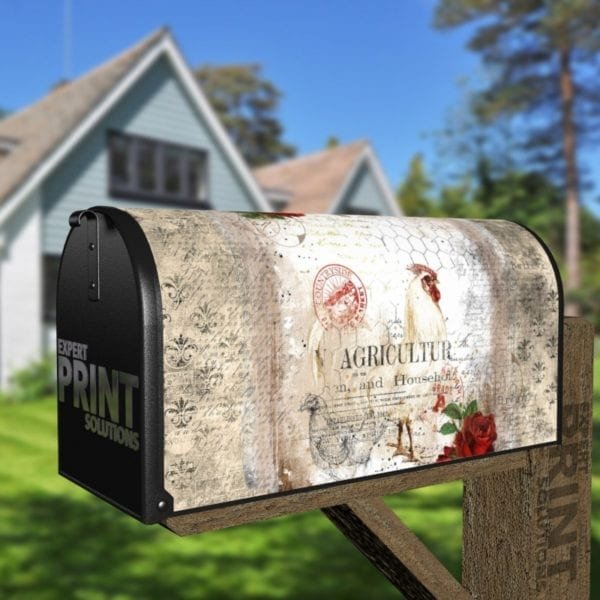 Vintage Farmhouse Rooster Design #1 Decorative Curbside Farm Mailbox Cover