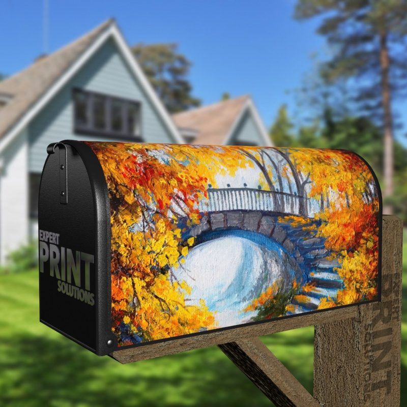 Autumn Bridge Decorative Curbside Farm Mailbox Cover