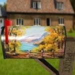 Colorful Autumn Forest and Mountain Lake Decorative Curbside Farm Mailbox Cover