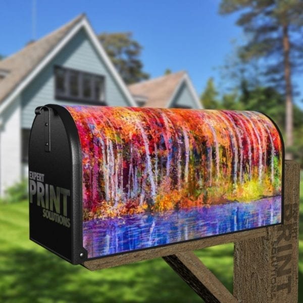 Colorful Autumn Trees at the Lake Decorative Curbside Farm Mailbox Cover