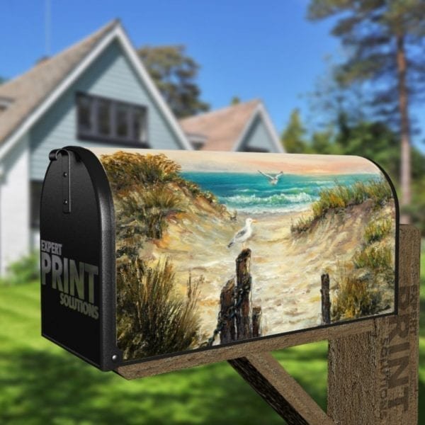 Summertime at the Beach with Seagulls Decorative Curbside Farm Mailbox Cover