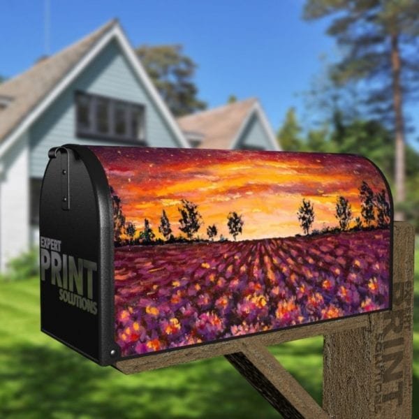 Beautiful Lavender Field after Sunset Decorative Curbside Farm Mailbox Cover
