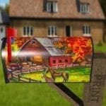 Farmhouse Barn and Horses Decorative Curbside Farm Mailbox Cover