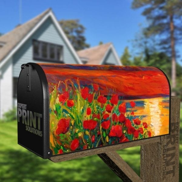 Oceanside Poppies Decorative Curbside Farm Mailbox Cover