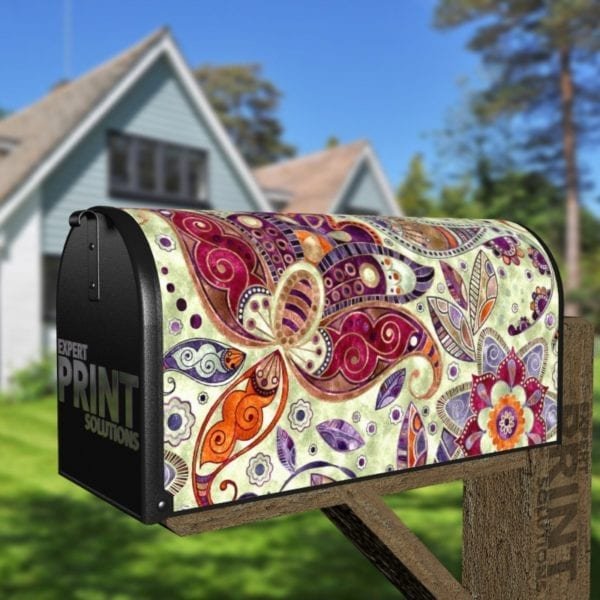 Beautiful Folk Ethnic Native Boho Paisley Design #1 Decorative Curbside Farm Mailbox Cover
