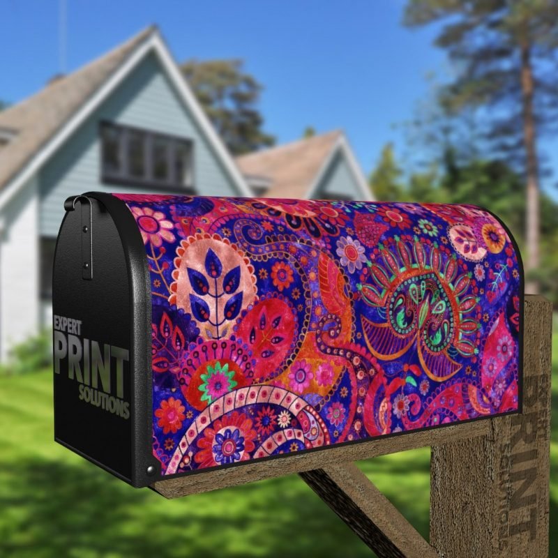 Beautiful Folk Ethnic Native Boho Paisley Design #5 Decorative Curbside Farm Mailbox Cover