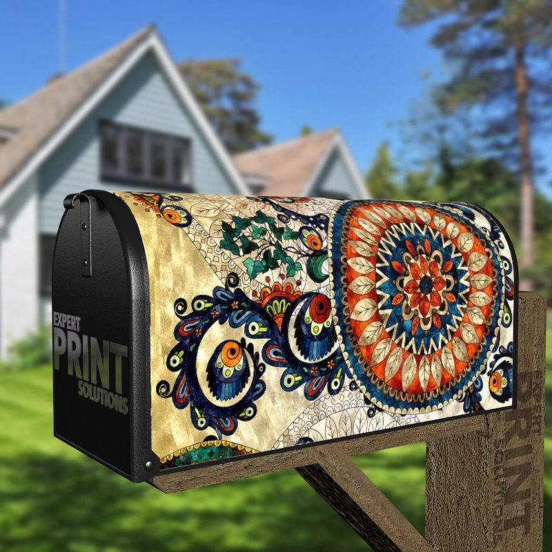 Beautiful Ethnic Native Boho Colorful Mandala Design Decorative Curbside Farm Mailbox Cover