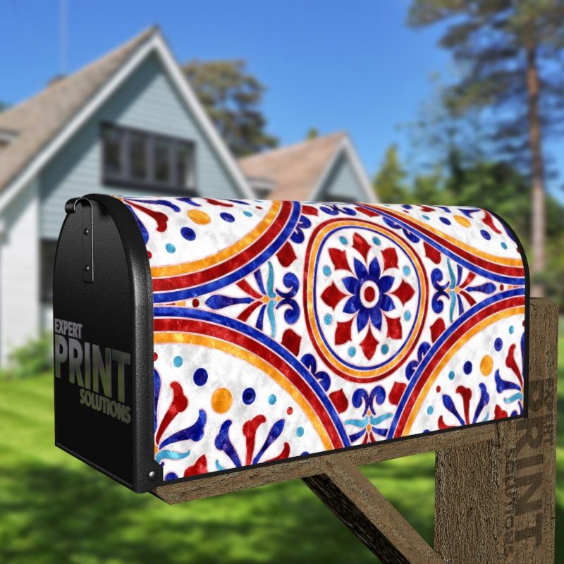 Beautiful Ethnic Native Boho Tile Design #3 Decorative Curbside Farm Mailbox Cover