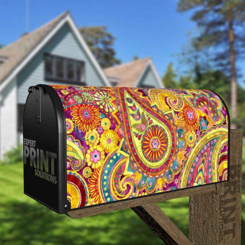 Beautiful Folk Ethnic Native Boho Paisley Design #16 Decorative Curbside Farm Mailbox Cover