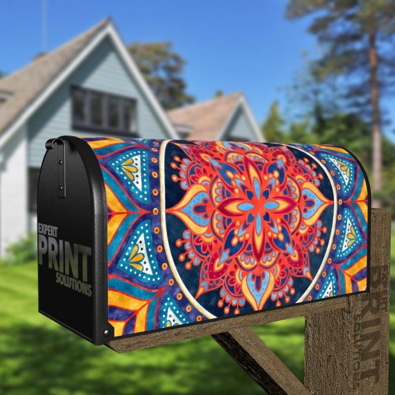 Beautiful Ethnic Native Boho Colorful Mandala Design #10 Decorative Curbside Farm Mailbox Cover