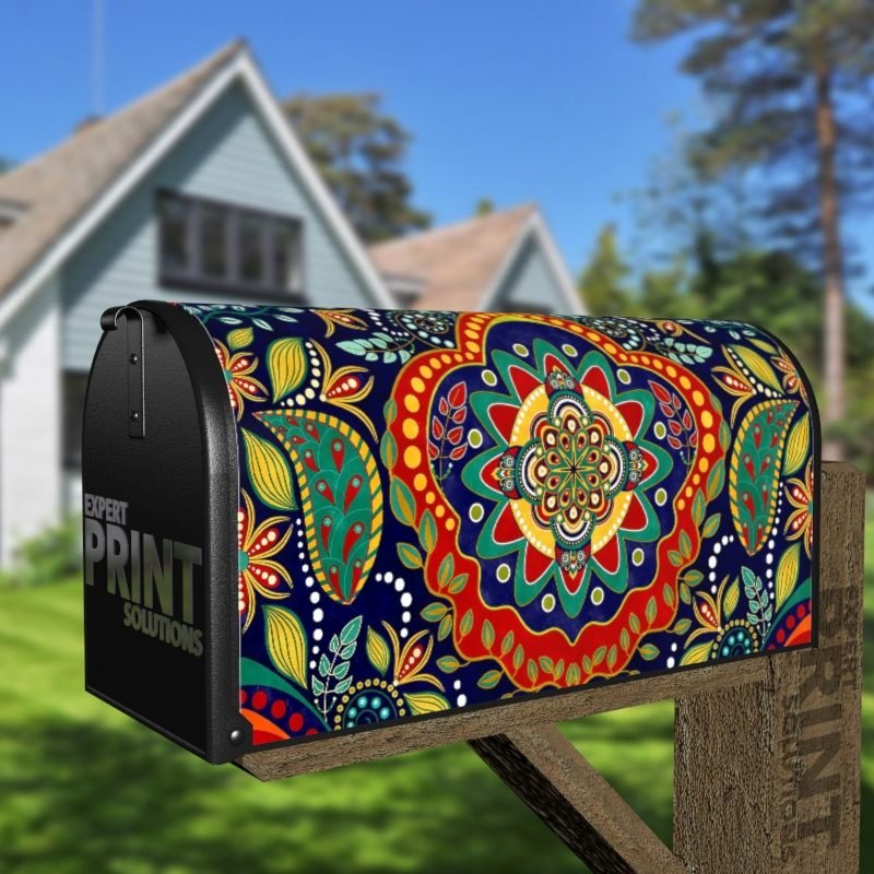 Beautiful Ethnic Native Boho Colorful Mandala Design #12 Decorative Curbside Farm Mailbox Cover