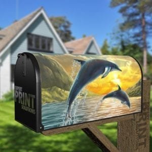 Jumping Dolphin Couple Decorative Curbside Farm Mailbox Cover