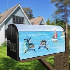 Cute Dolphins Playing Decorative Curbside Farm Mailbox Cover