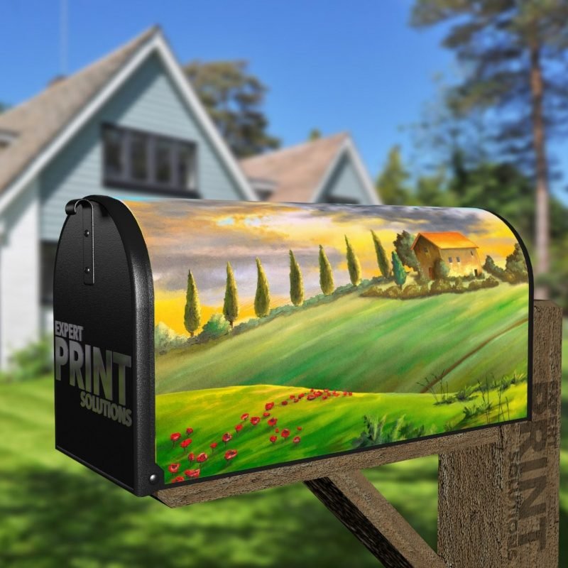 Rural Tuscany Landscape Decorative Curbside Farm Mailbox Cover