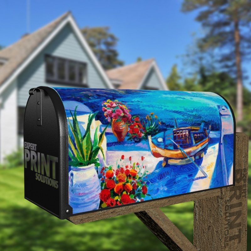 Greece, Santorini Island Sea View Decorative Curbside Farm Mailbox Cover