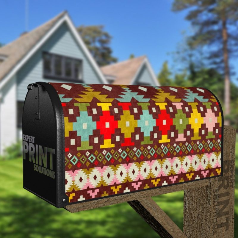 Bohemian Ethnic Aztec Design Decorative Curbside Farm Mailbox Cover
