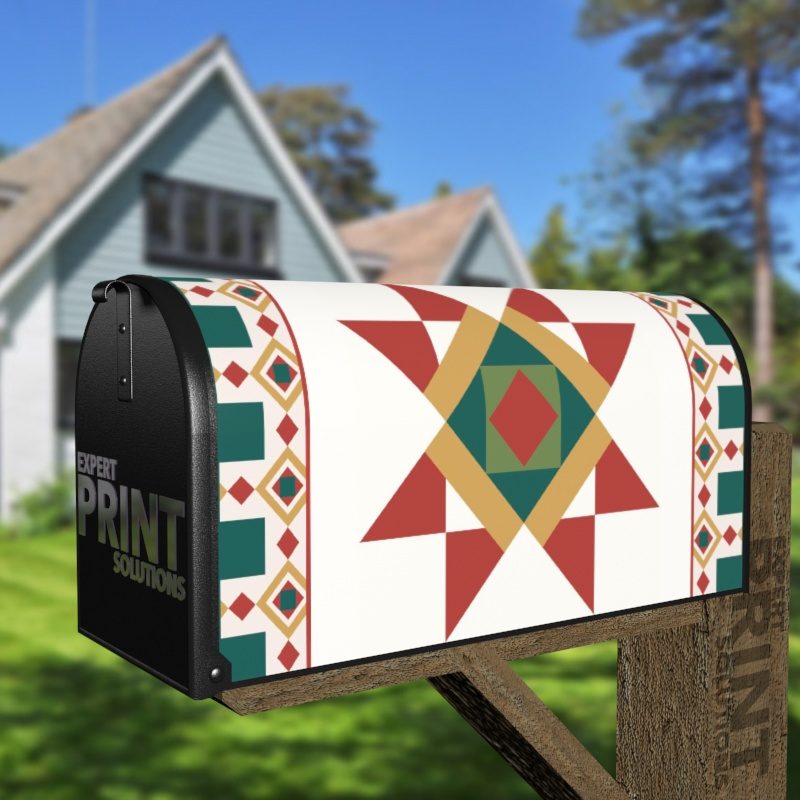 Beautiful Farmhouse Quilt Patchwork Design #1 Decorative Curbside Farm Mailbox Cover