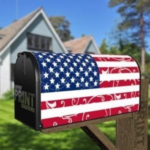 USA America Flag Flower Design Decorative Curbside Farm Mailbox Cover
