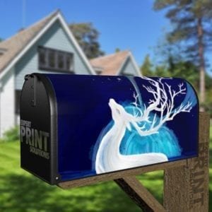 Deer and the Northern Light Decorative Curbside Farm Mailbox Cover