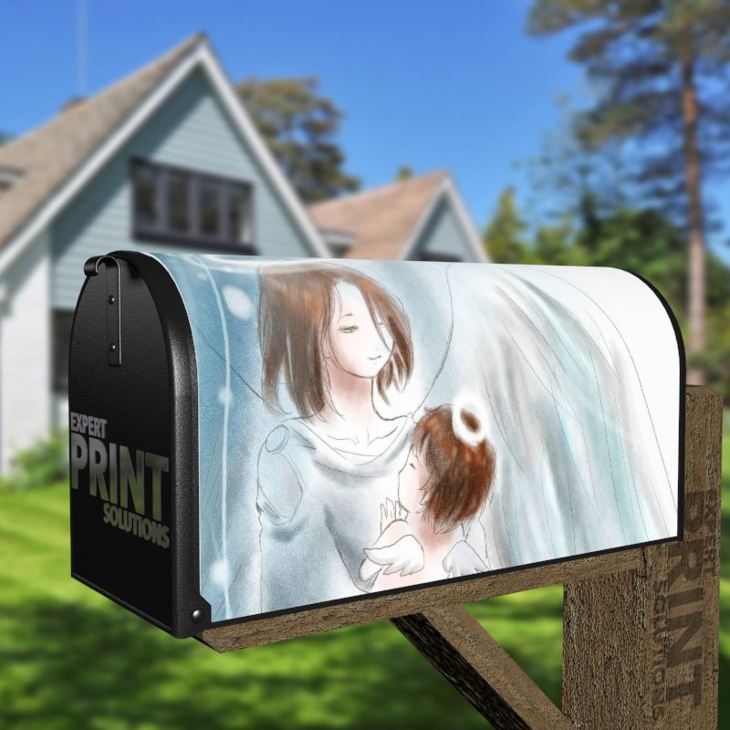 Mom and Baby Angels Decorative Curbside Farm Mailbox Cover