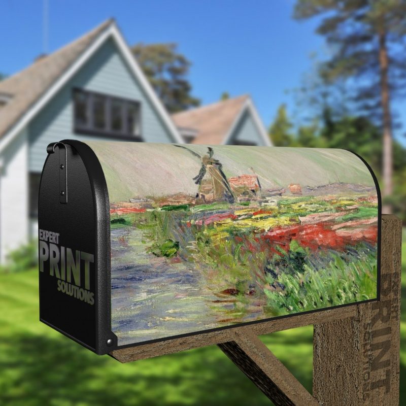 Tulip Field in Holland by Claude Monet Decorative Curbside Farm Mailbox Cover