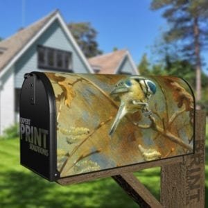 Pretty Blue Tit on a Tree Decorative Curbside Farm Mailbox Cover