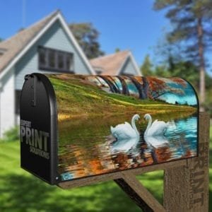 Autumn Lake and Swans Decorative Curbside Farm Mailbox Cover