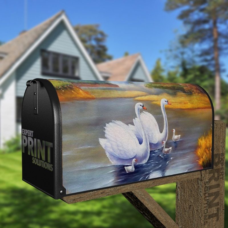 Beautiful Swan Family Decorative Curbside Farm Mailbox Cover