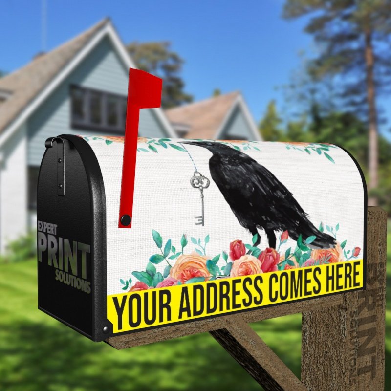 Metal Crow Mailbox Topper - Handcrafted Steel Bird Silhouette Sign