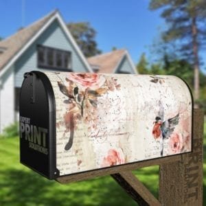 Vintage Flowers and Flying Bullfinch #1 Decorative Curbside Farm Mailbox Cover