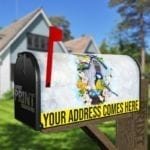 Yellow and Blue Bird Couple and a Birdhouse Decorative Curbside Farm Mailbox Cover