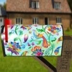 Bohemian Folk Art Pattern with a Bird, Flowers and Paisley Decorative Curbside Farm Mailbox Cover