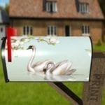Swan Couple and White Blossoms Decorative Curbside Farm Mailbox Cover