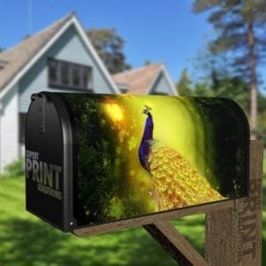 Golden Peacock Decorative Curbside Farm Mailbox Cover