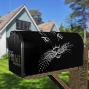 Black Cat Face Decorative Curbside Farm Mailbox Cover