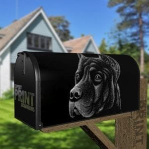 Black Bulldog Face Decorative Curbside Farm Mailbox Cover