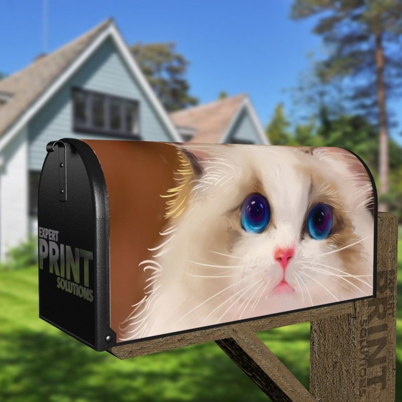 Beautiful Blue Eyed Cat Decorative Curbside Farm Mailbox Cover