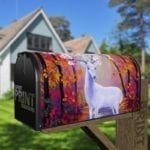 White Flower Deer Decorative Curbside Farm Mailbox Cover