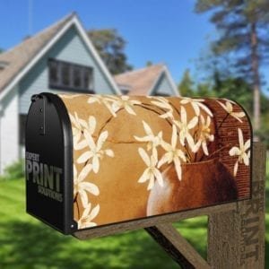 Brown Vase with Orchid Decorative Curbside Farm Mailbox Cover