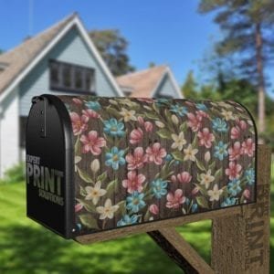 Rustic Flowers on Wood Pattern #9 Decorative Curbside Farm Mailbox Cover