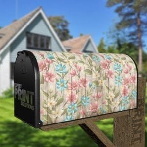 Rustic Flowers on Wood Pattern #10 Decorative Curbside Farm Mailbox Cover