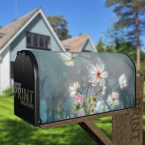 Cute Little White Flowers Decorative Curbside Farm Mailbox Cover
