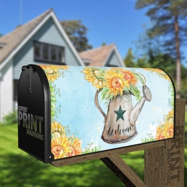 Sunflower Watering Can Decorative Curbside Farm Mailbox Cover