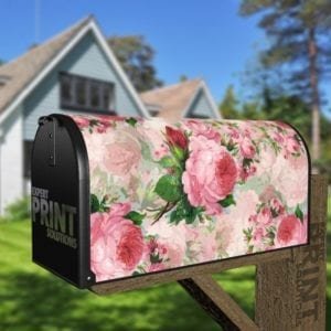 Pink Victorian Roses Decorative Curbside Farm Mailbox Cover